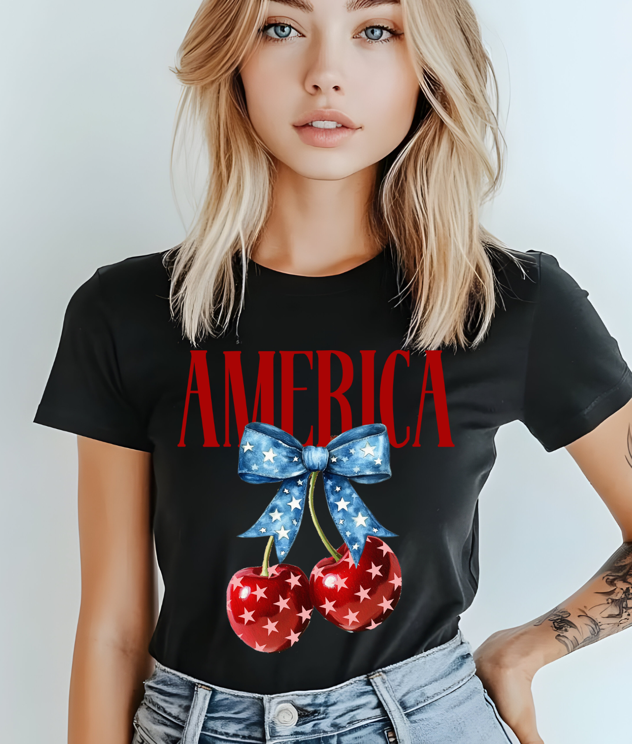 America Cherry Bow DTF