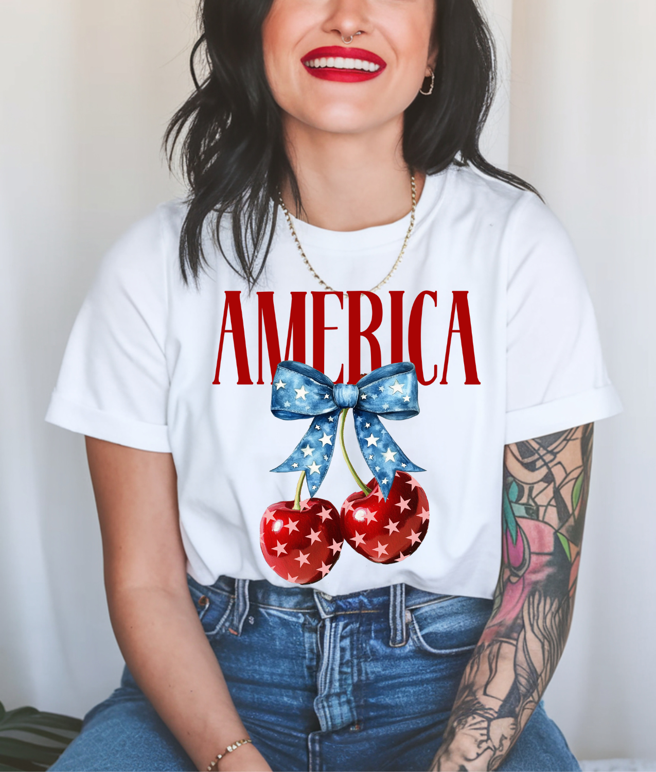 America Cherry Bow DTF