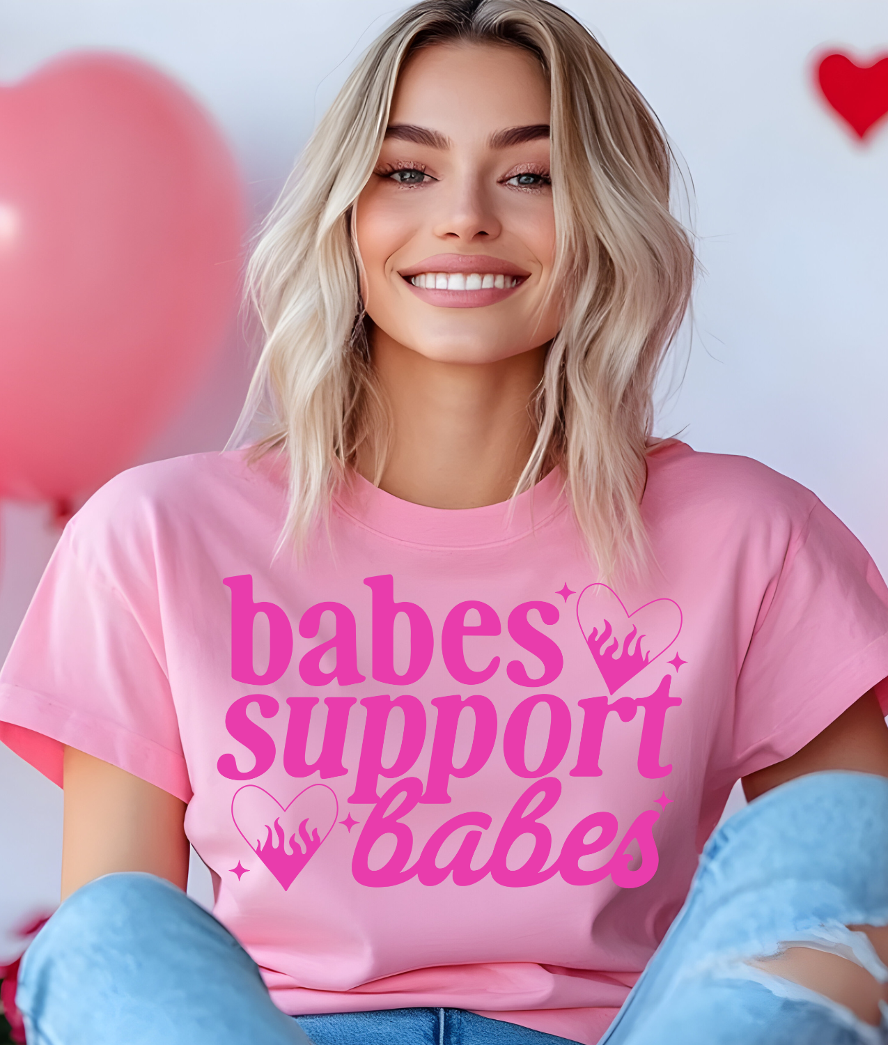 Babes Support Babes Single Color Screen Print - Hot Pink Ink