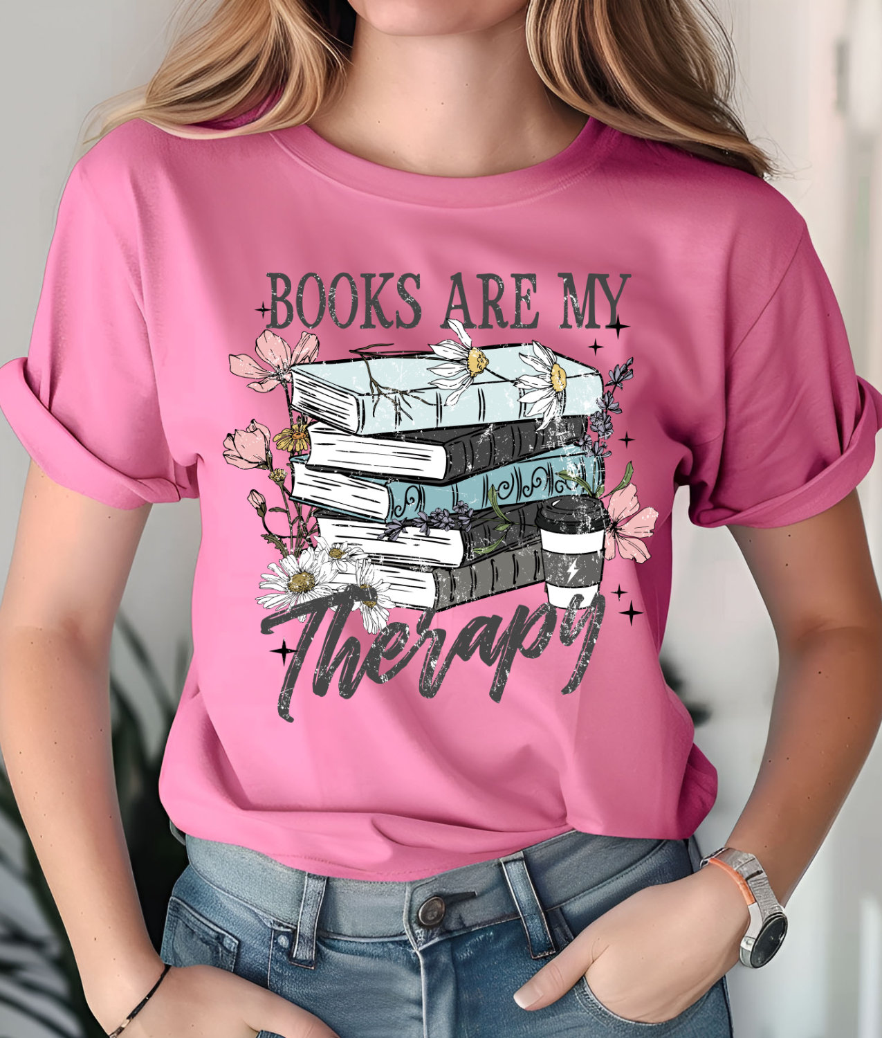 Books are my Therapy DTF Transfer
