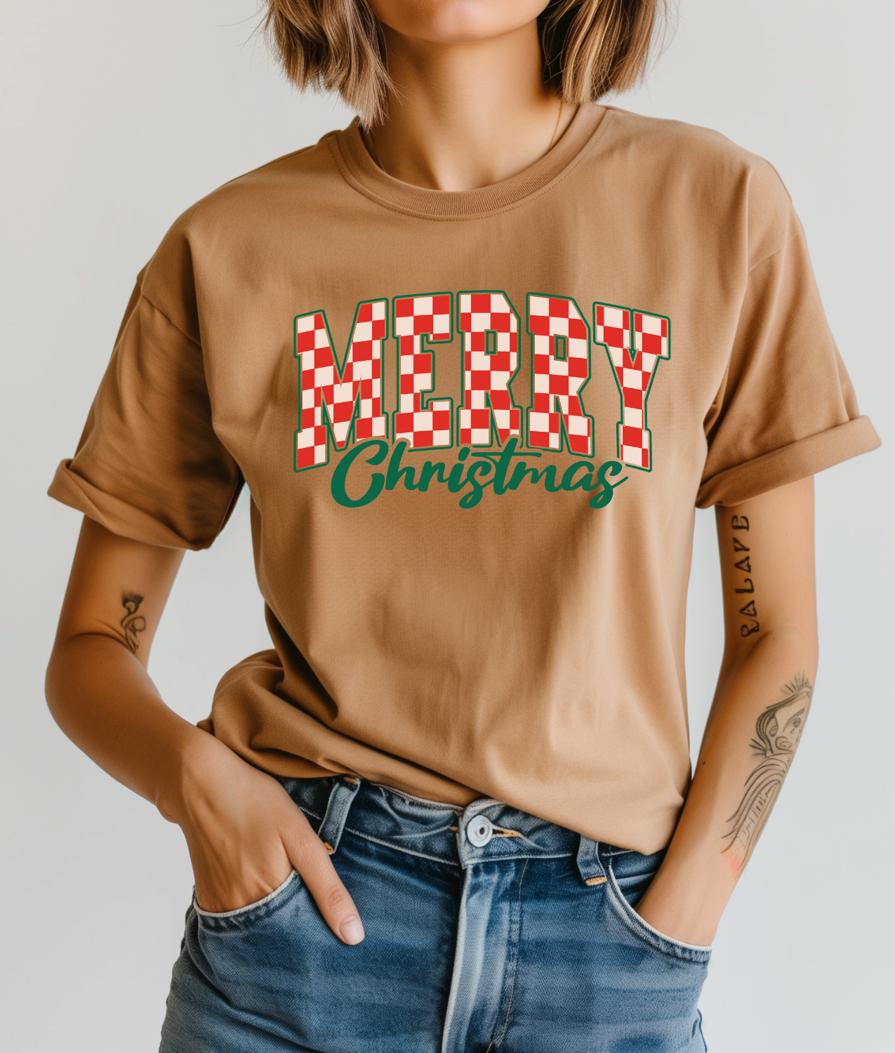 Checkered Merry Christmas DTF Transfer