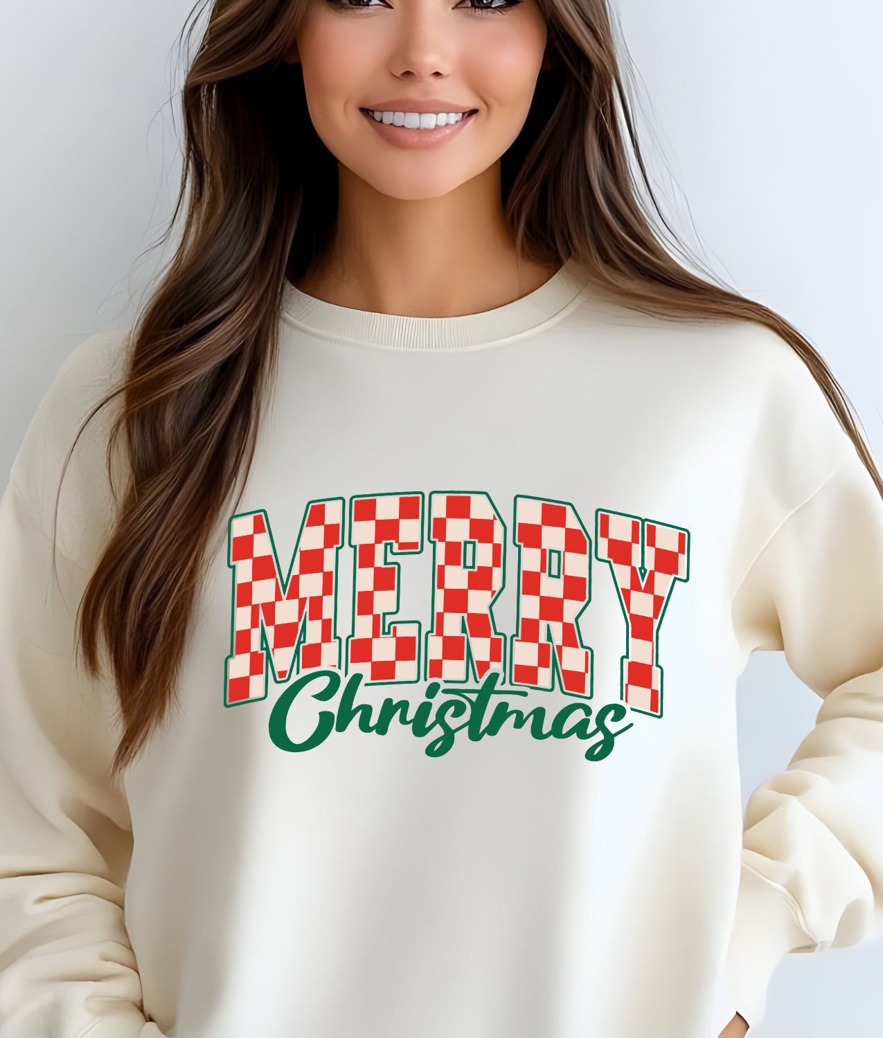 Checkered Merry Christmas DTF Transfer