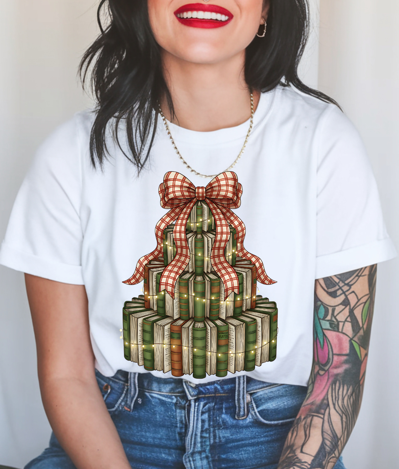 Christmas Book Tree DTF Transfer