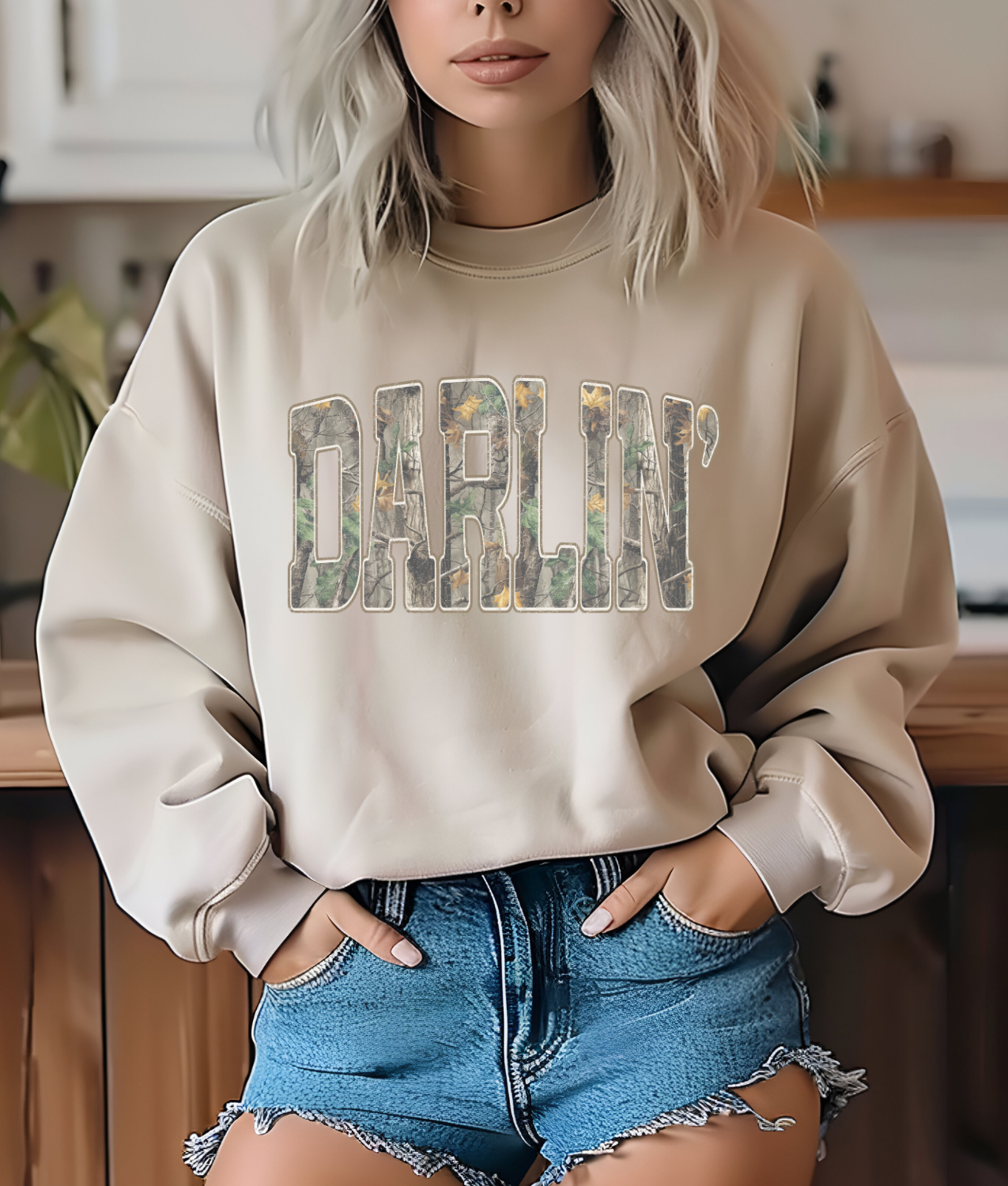 Distressed Camo Darlin DTF Transfer