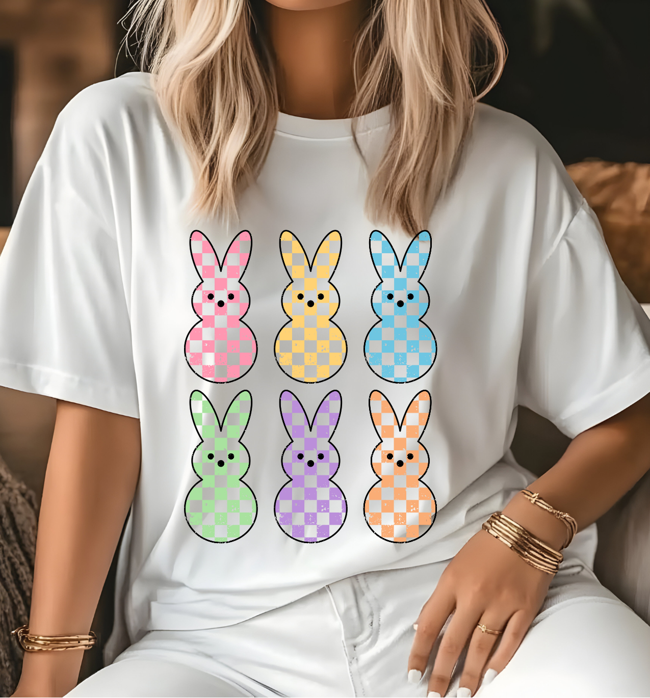 Distressed Checkered Bunnies DTF
