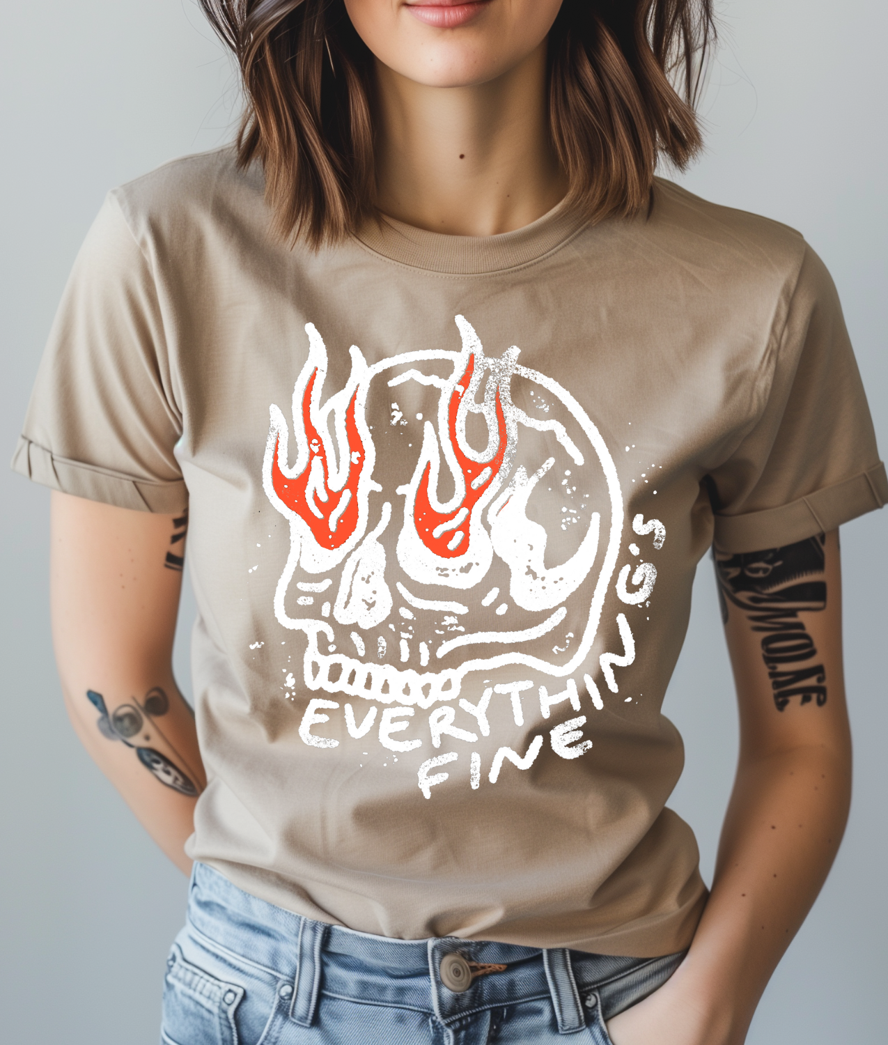 Everythings Fine Skull DTF Transfer
