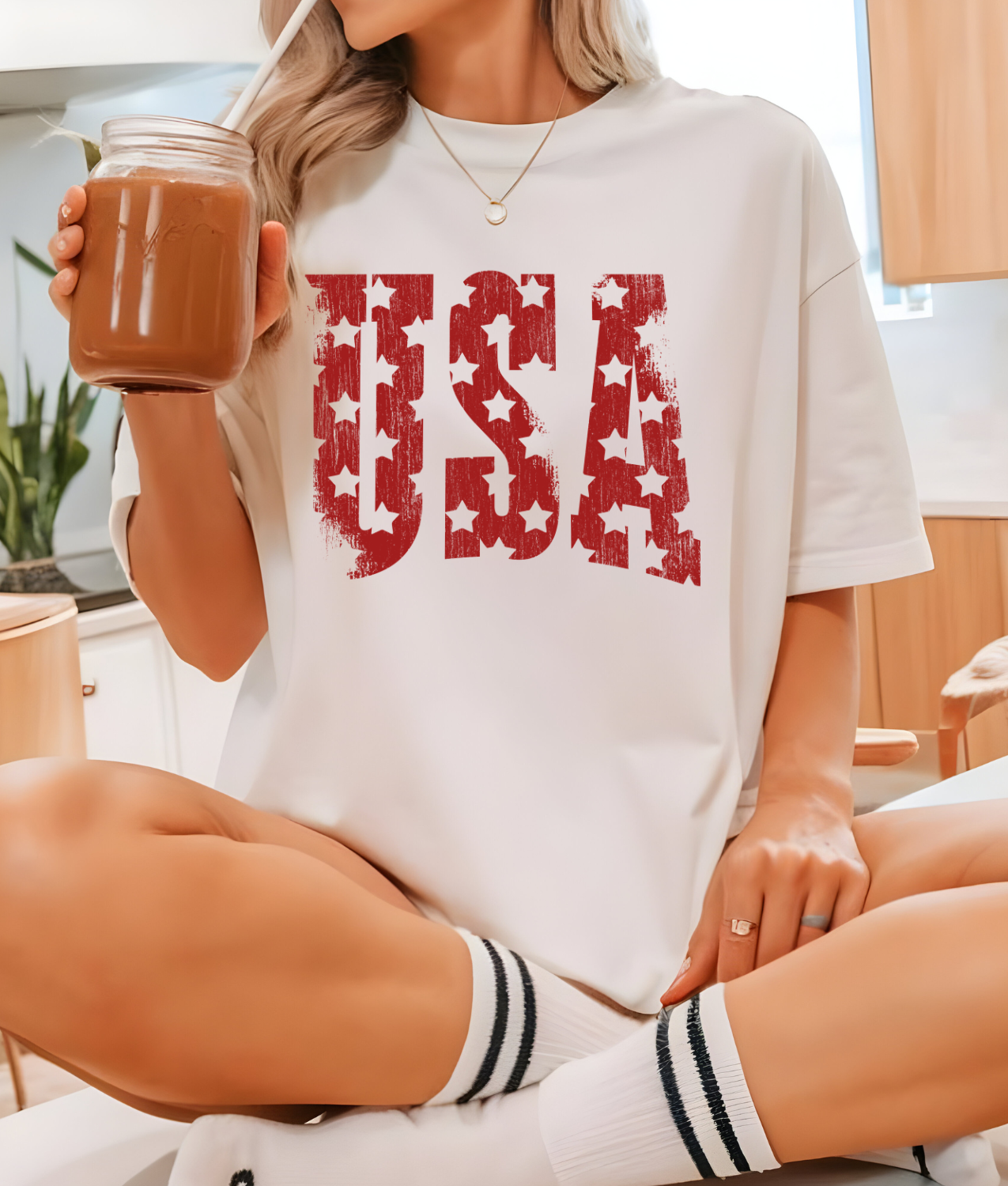 Faded USA Stars - Red DTF Transfer