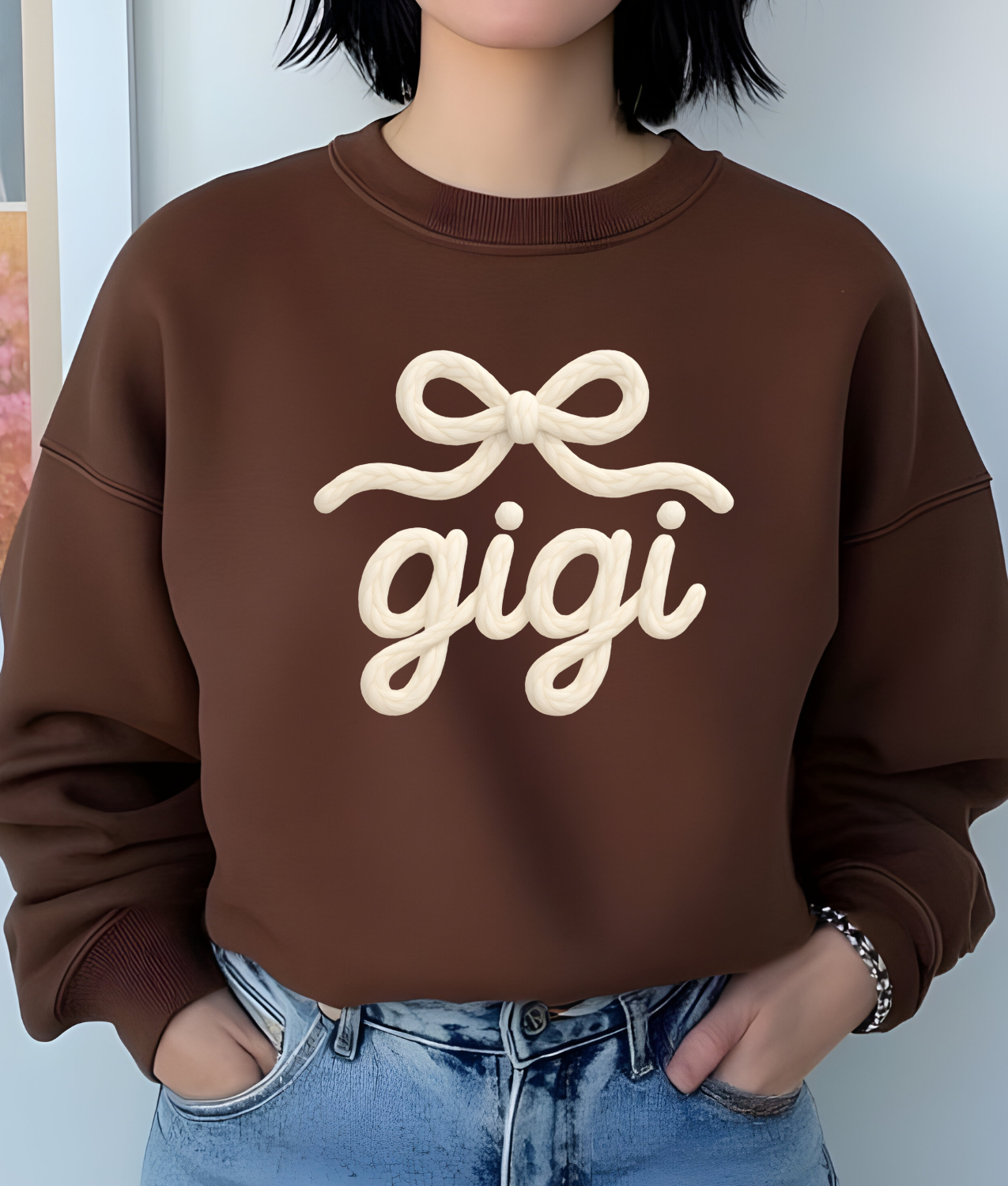 Faux Yarn Gigi Bow DTF Transfer