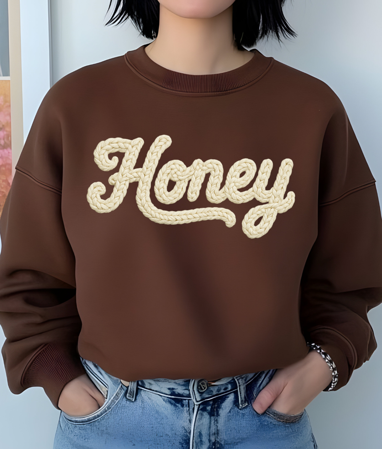 Faux Yarn Honey DTF Transfer