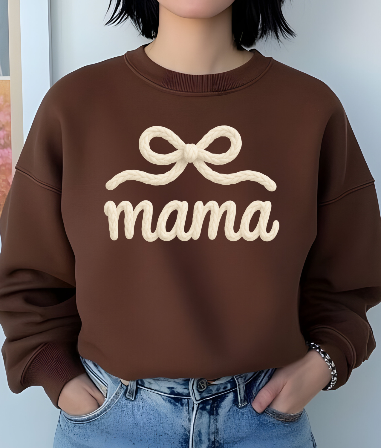 Faux Yarn Mama Bow DTF Transfer