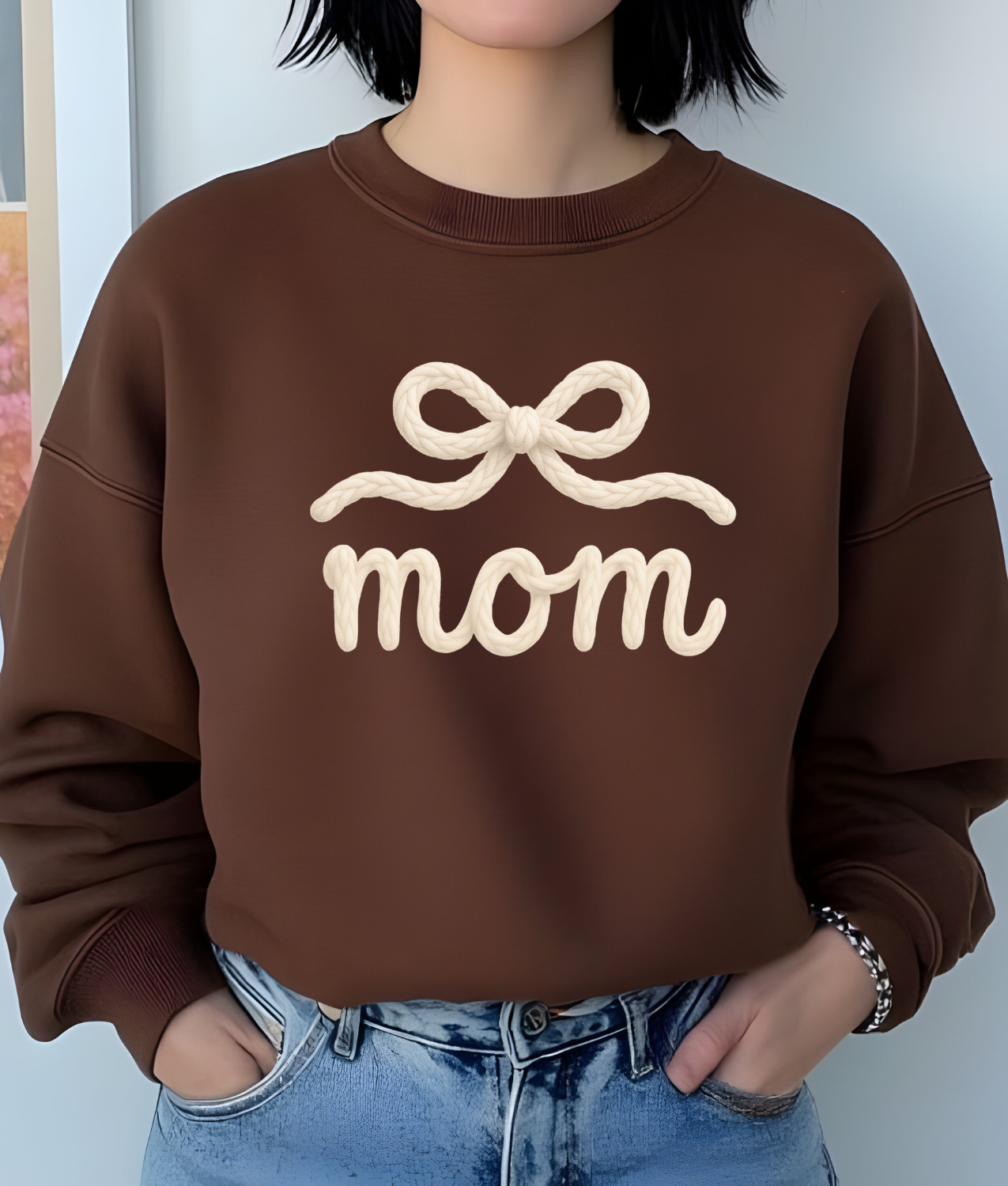 Faux Yarn Mom Bow DTF Transfer