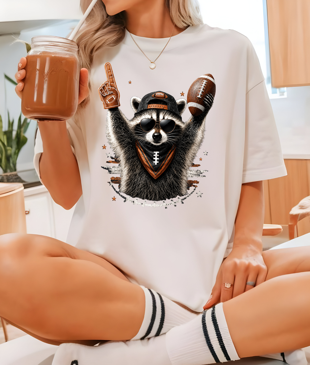 Football Raccoon DTF Transfer