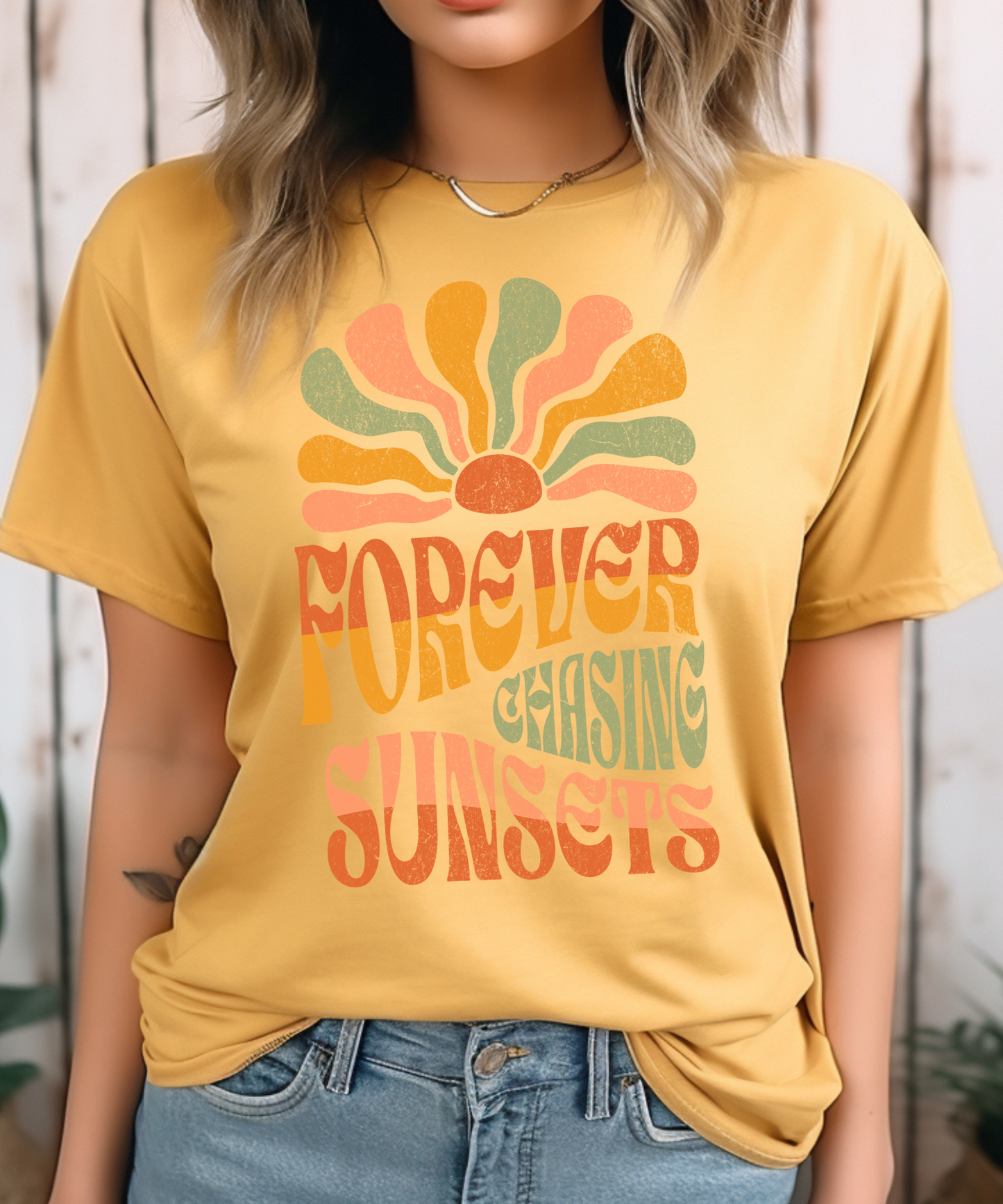 Forever Chasing Sunsets Distressed DTF