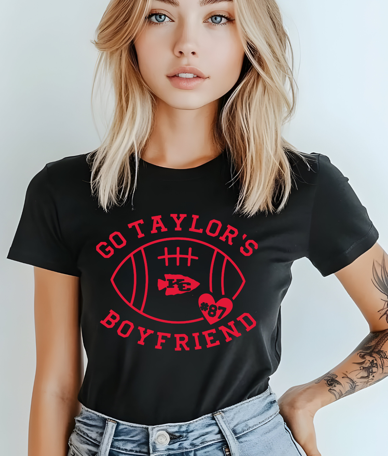 Go Taylors Boyfriend Single Color Screen Print - Chiefs Red Ink