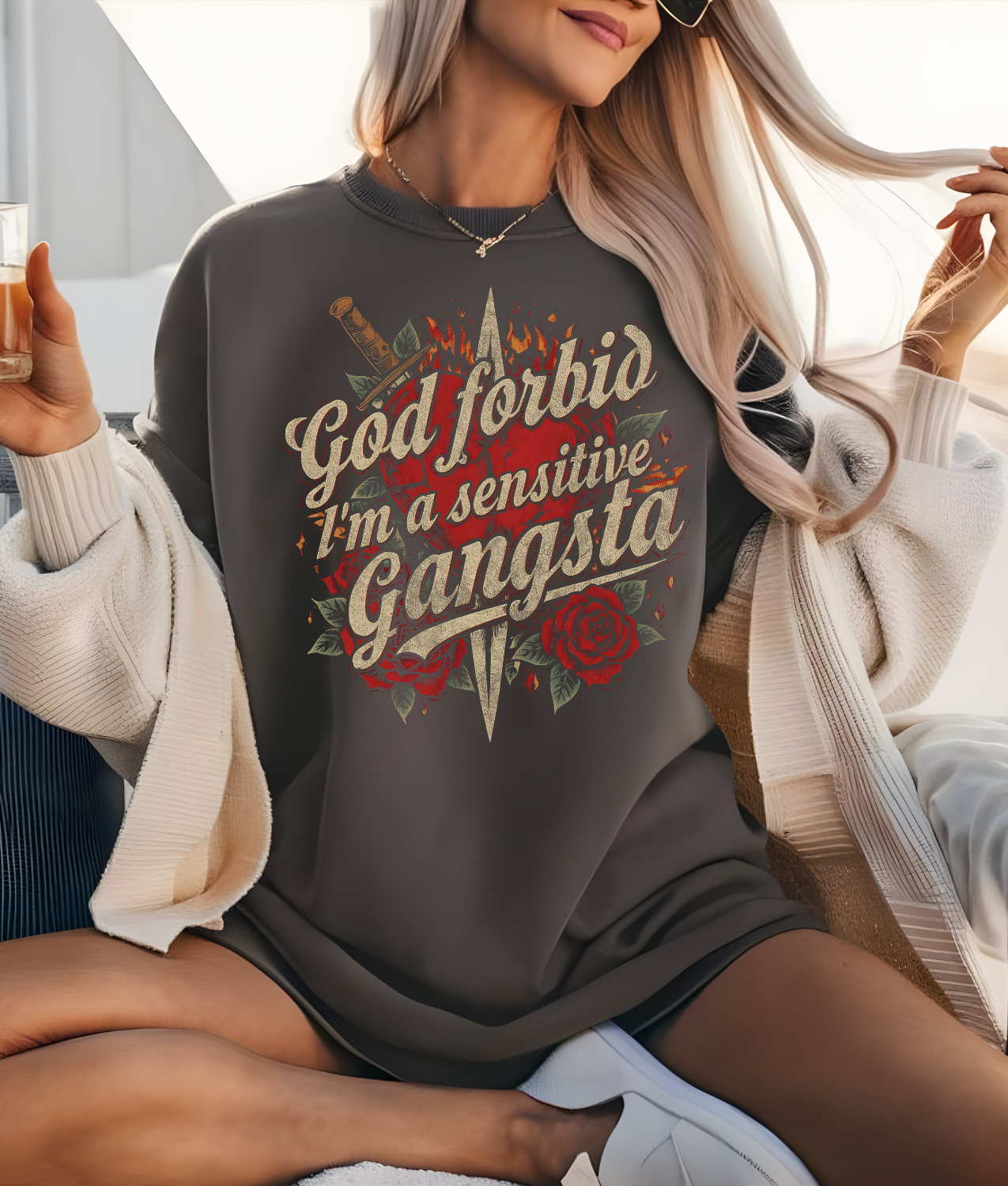 God Forbid I'm a Sensitive Gangsta DTF Transfer
