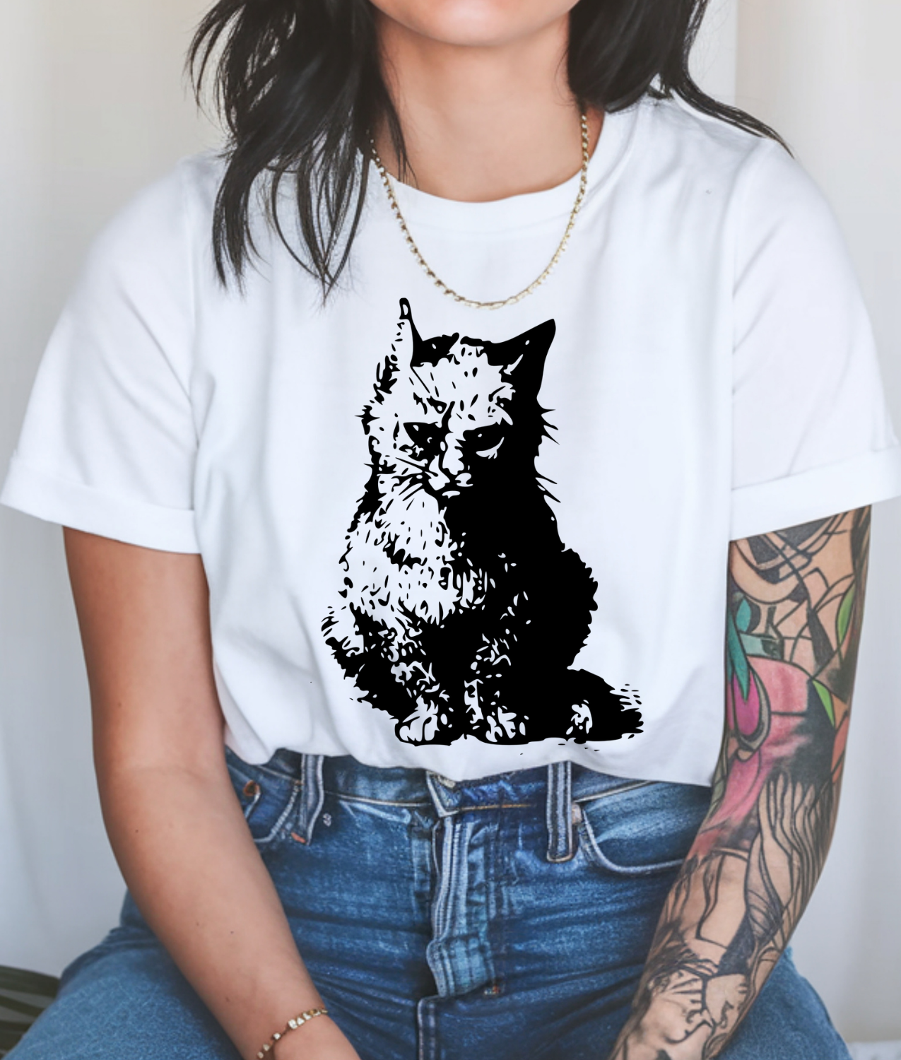 Hand Drawn Upset Kitty DTF Transfer