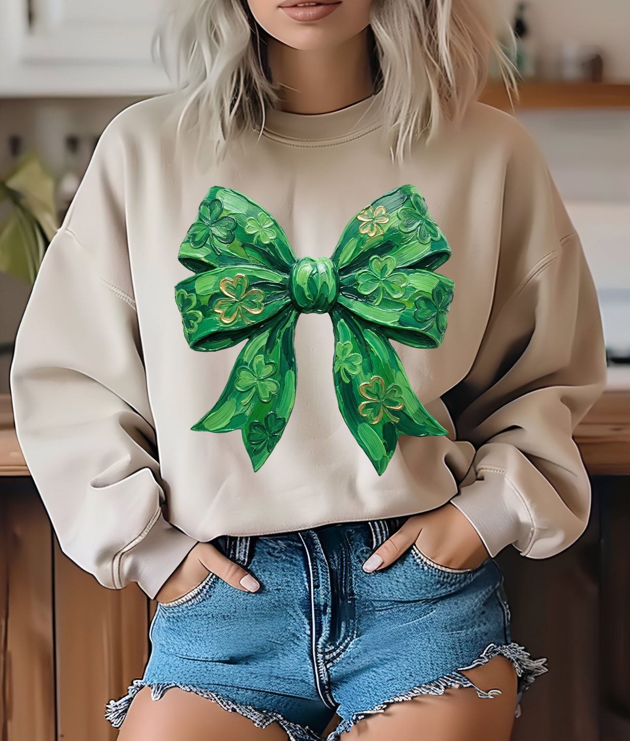 Hand Painted St Patrick's Day Bow DTF Transfer