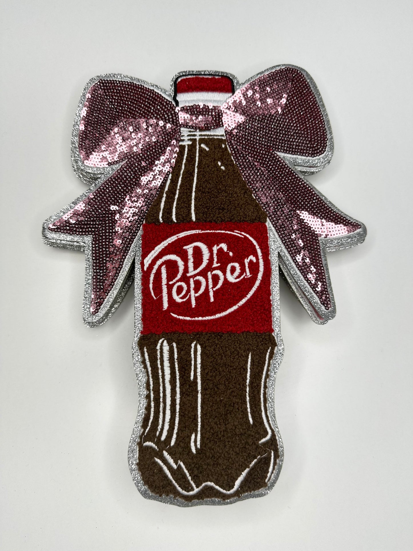 DP Bow Bottle Sequin & Chenille Patch
