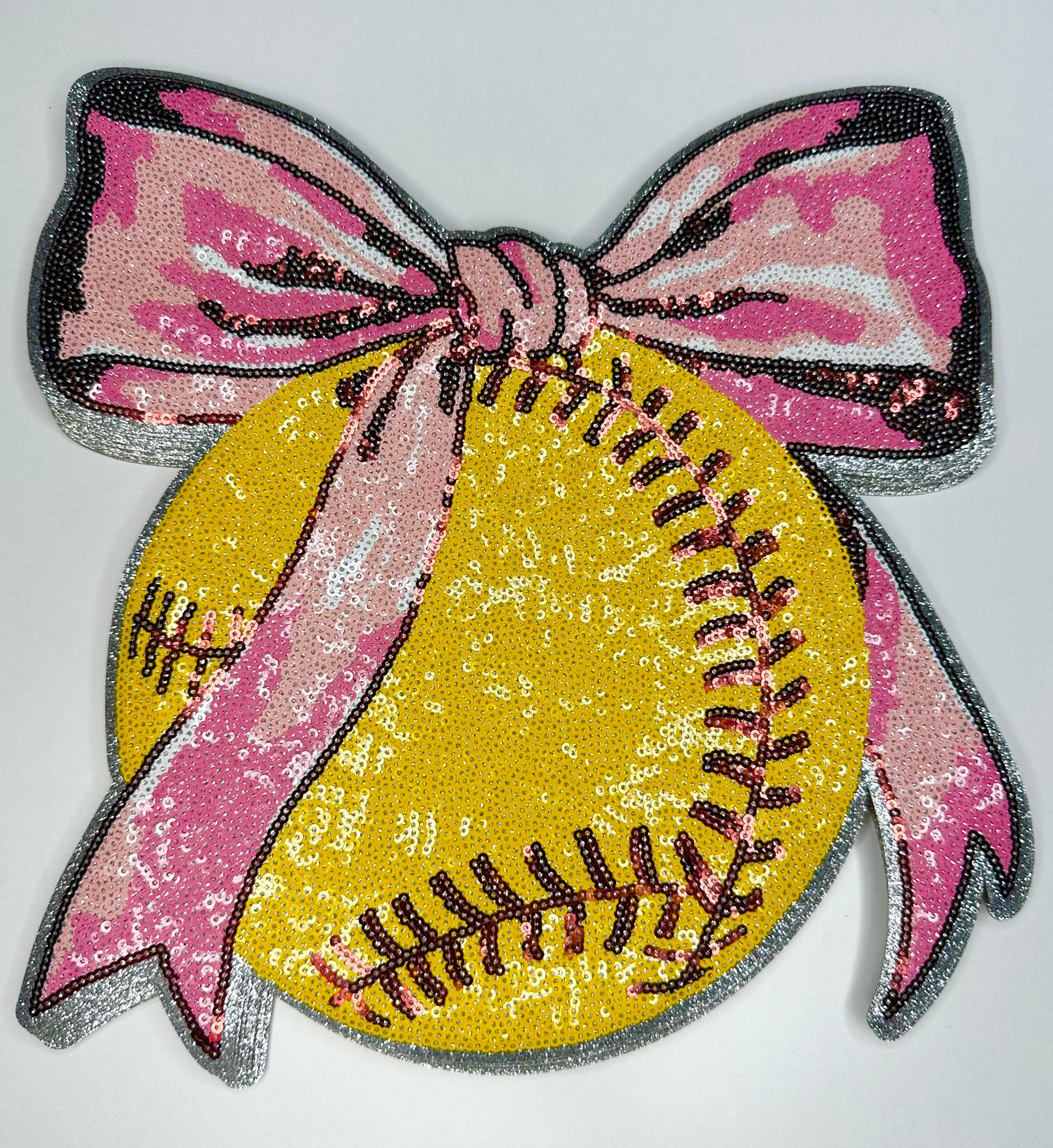 Softball Bow Sequin Patch