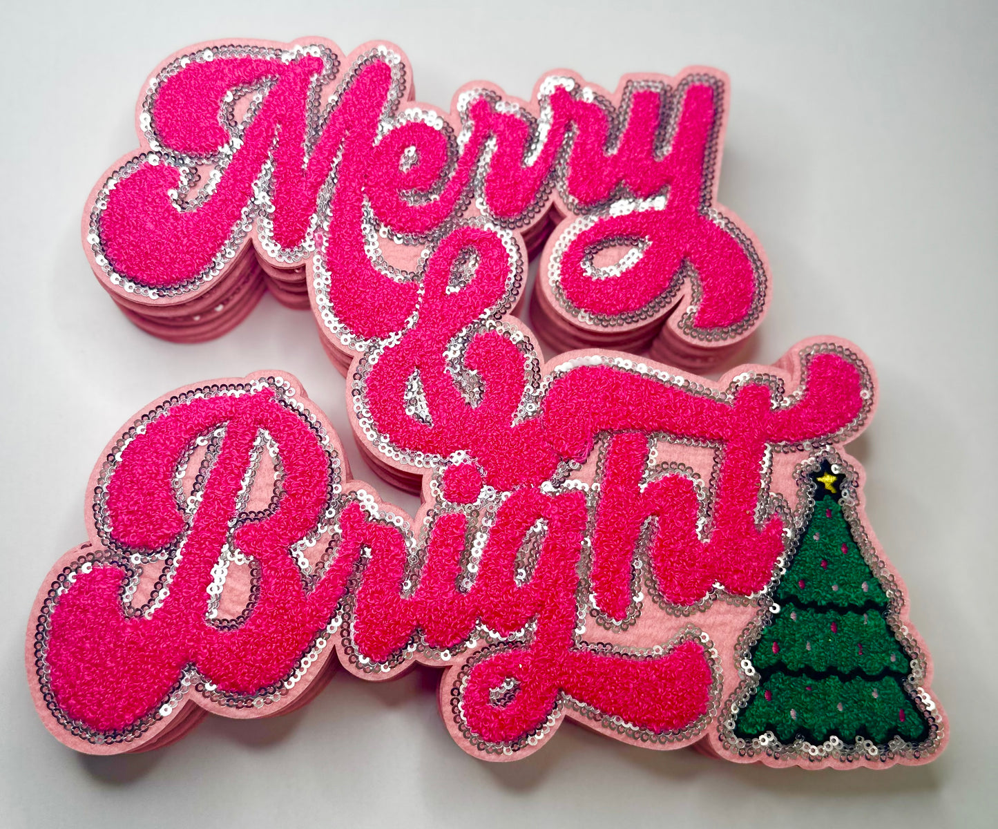 Hot Pink Merry & Bright Chenille Patch