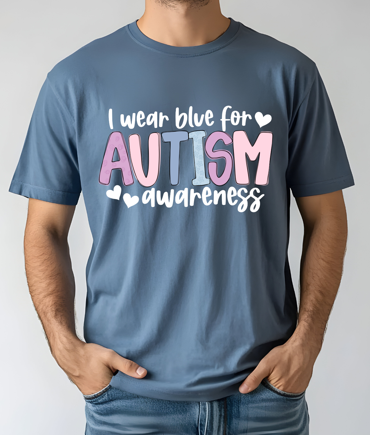 I Wear Blue for Autism Awareness DTF