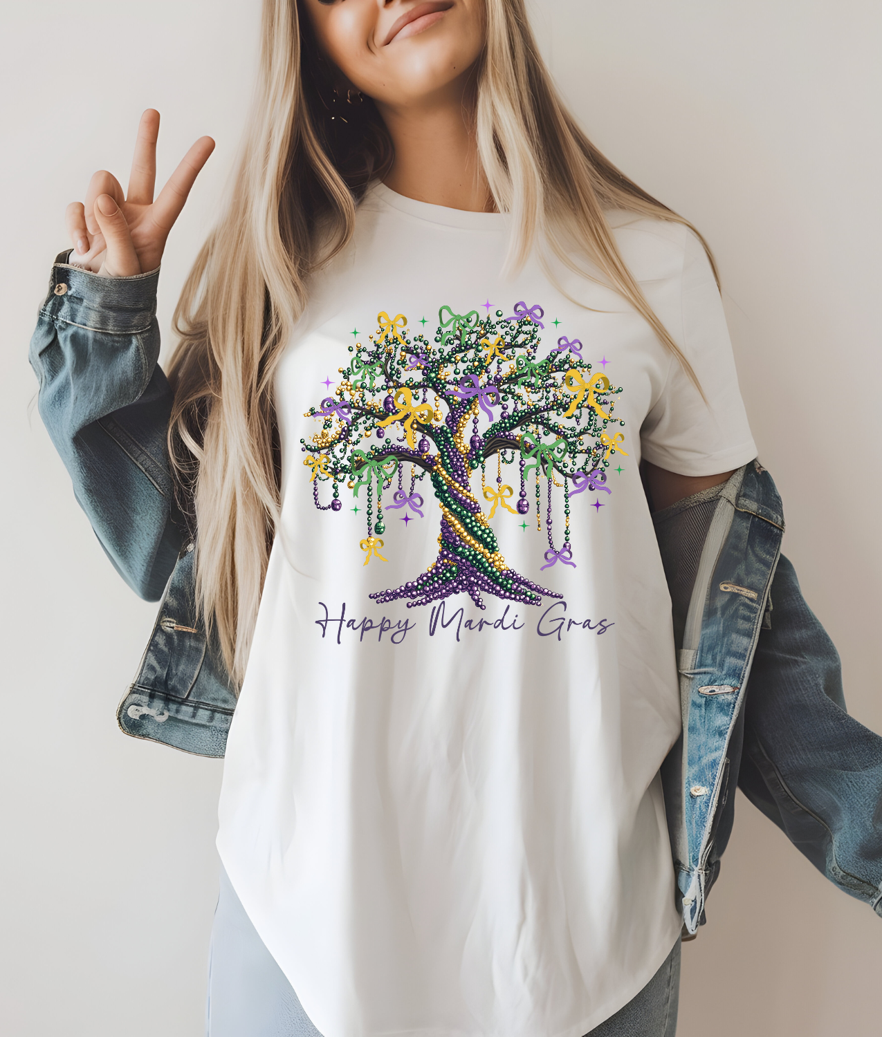 Mardi Gras Bead Tree DTF Transfer
