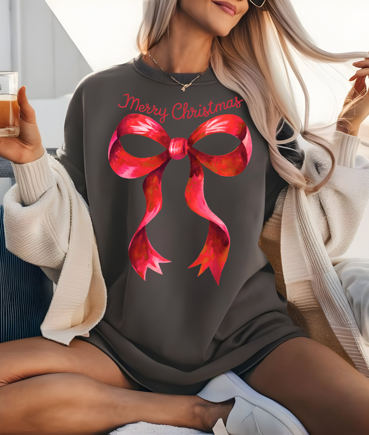 Red Merry Christmas Bow DTF Transfer