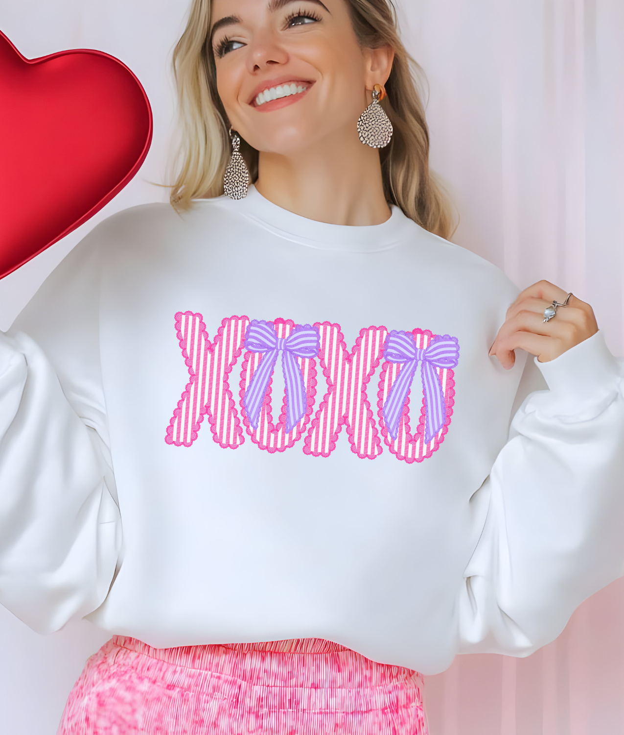 Pink Striped XOXO DTF Transfer
