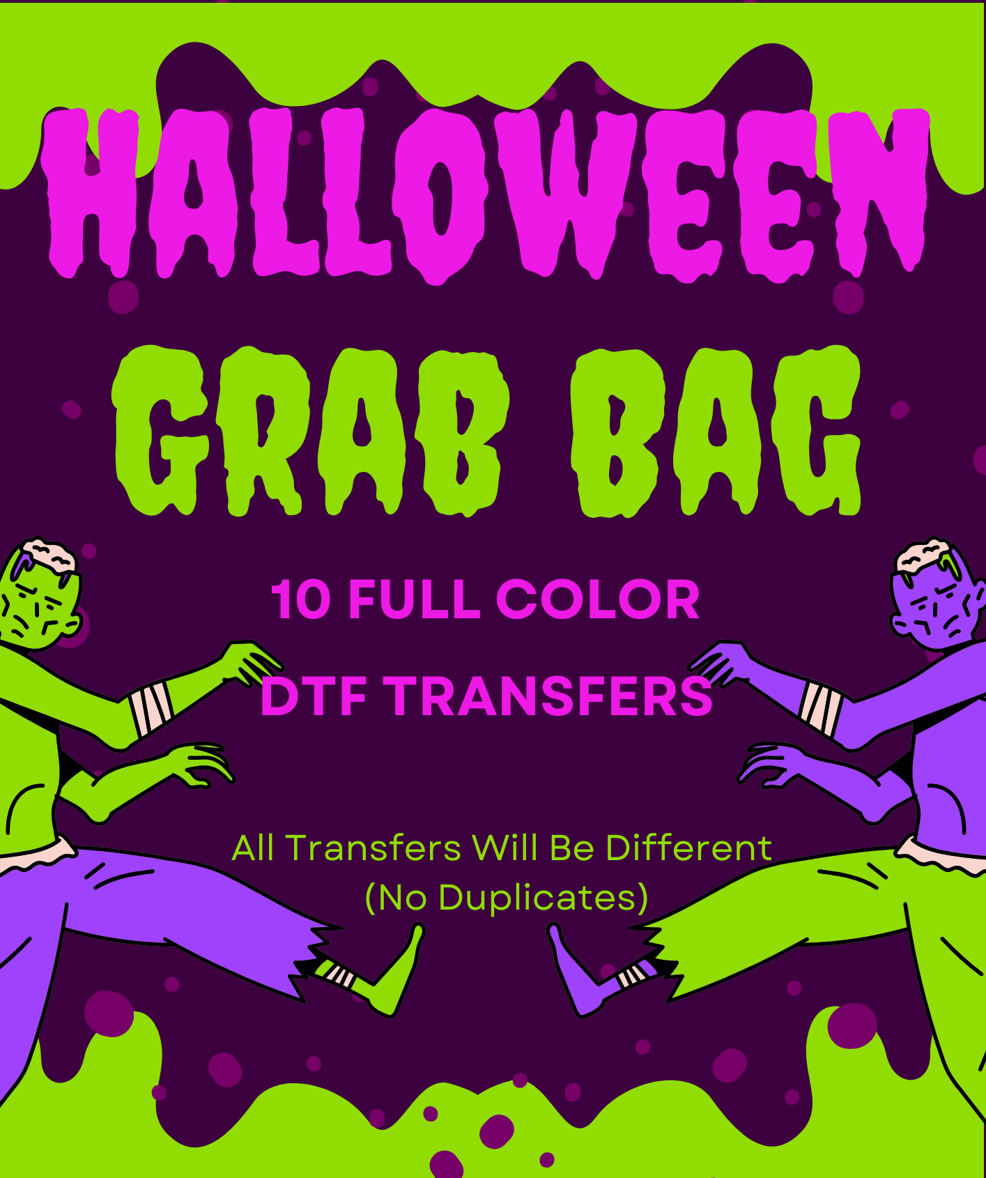 Hallowen Grab Bag - 10 Full Color DTF Transfers