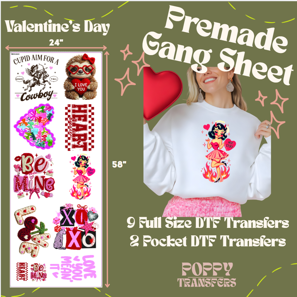 Valentine's Day Premade DTF Gang Sheet