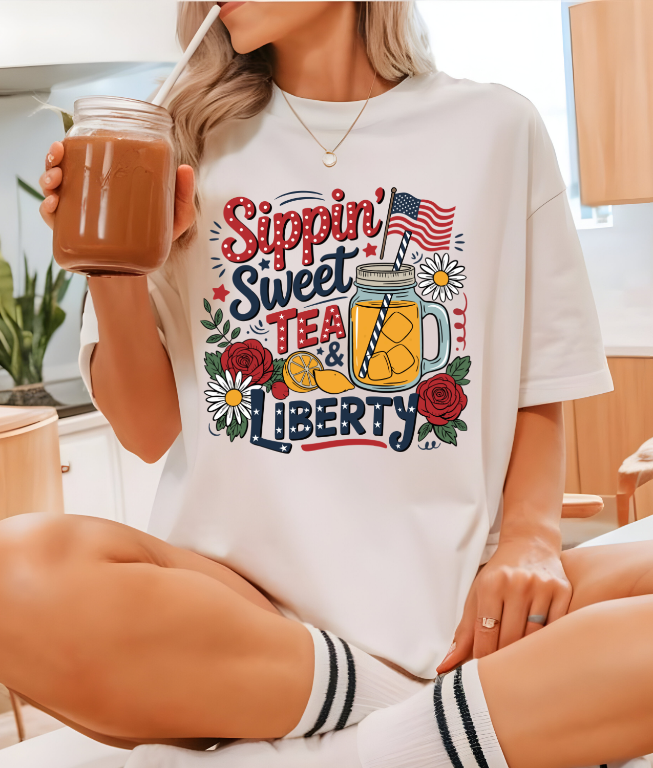 Sippin Sweet Tea & Liberty DTF Transfer