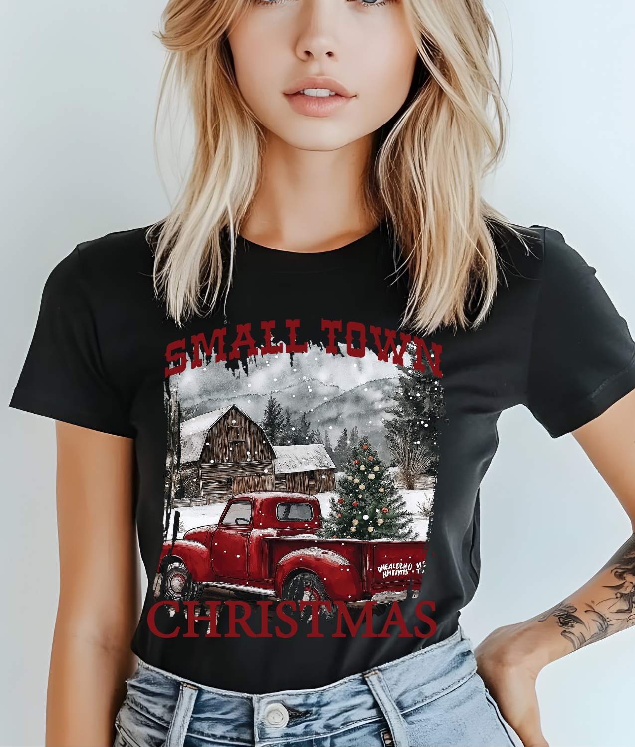 Small Town Christmas Truck DTF Transfer
