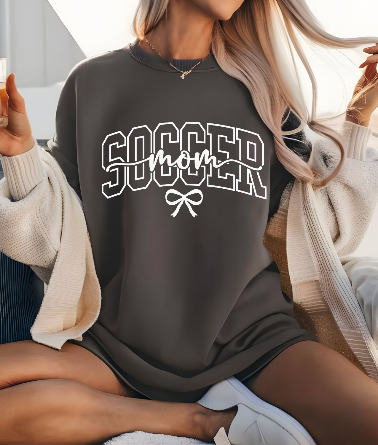 Soccer Mom Bow - White DTF Transfer