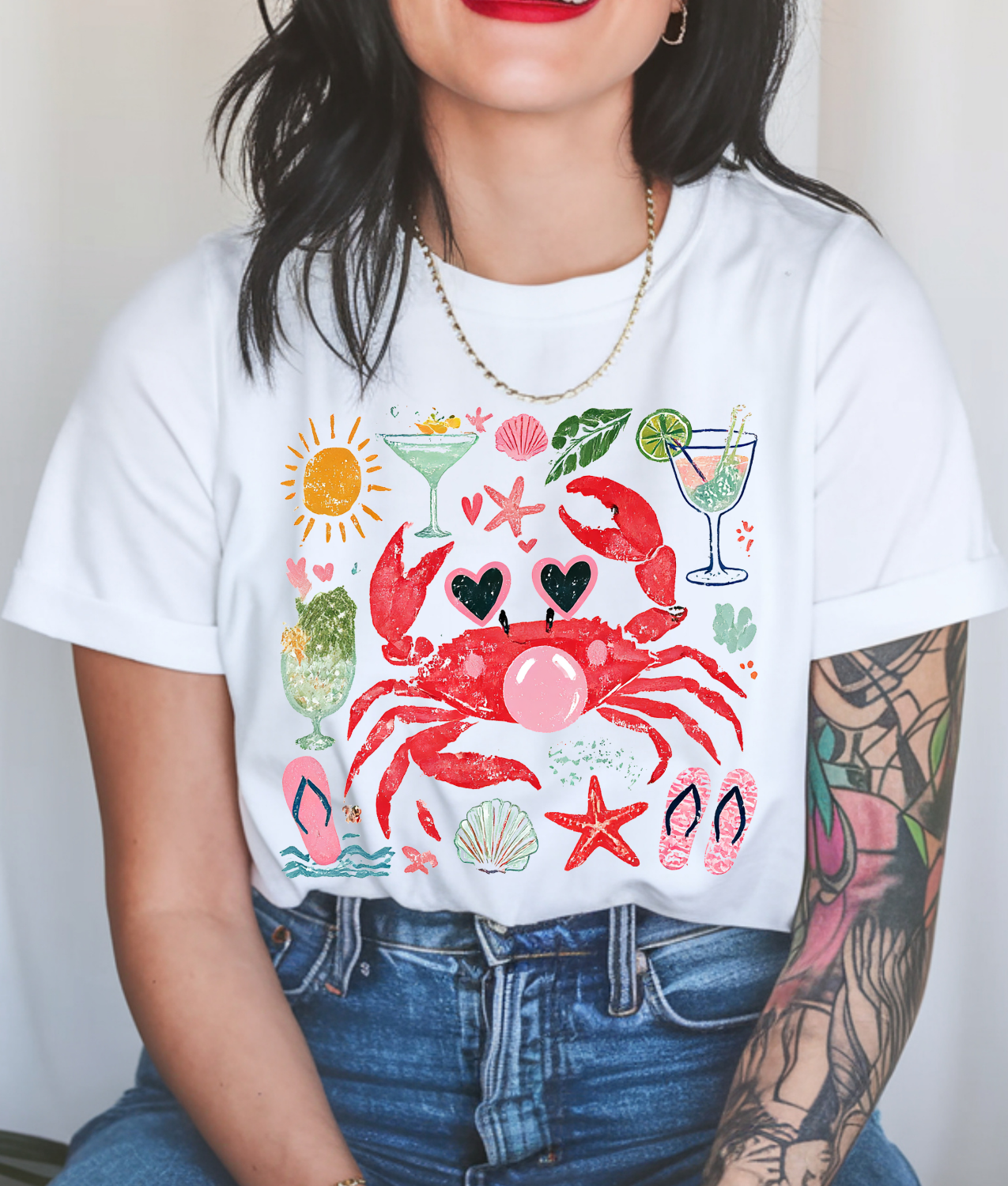 Summer Crab Collage DTF Transfer