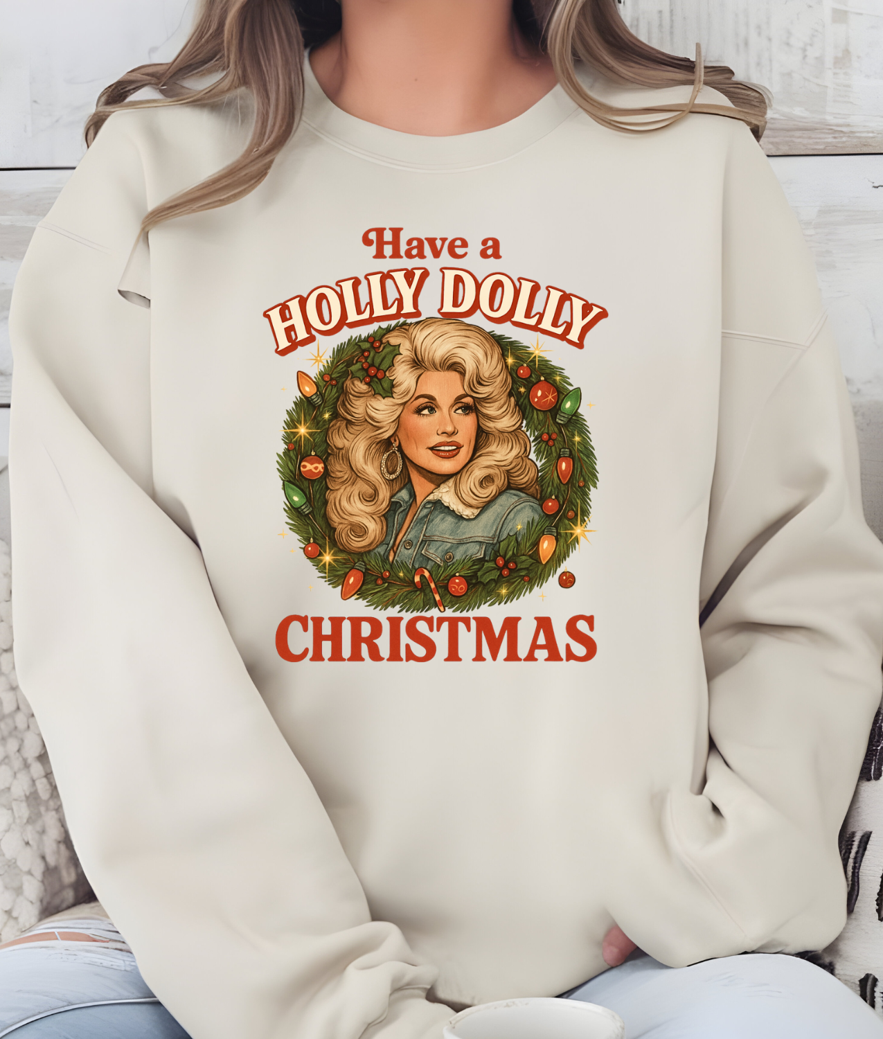 Vintage Holly Dolly Christmas DTF Transfer