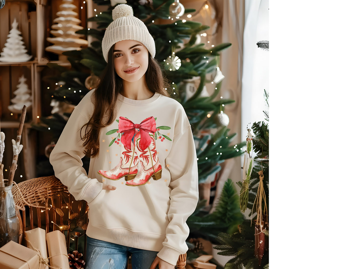 Water Color Christmas Boots DTF