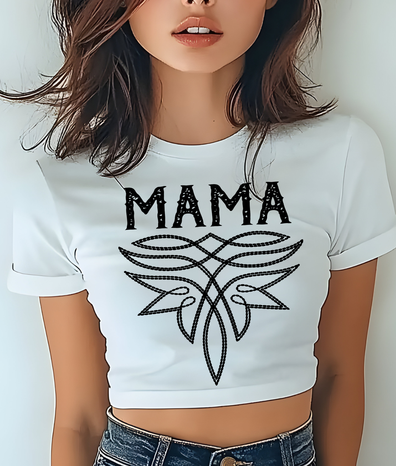Western Boot Stitch Mama DTF Transfer