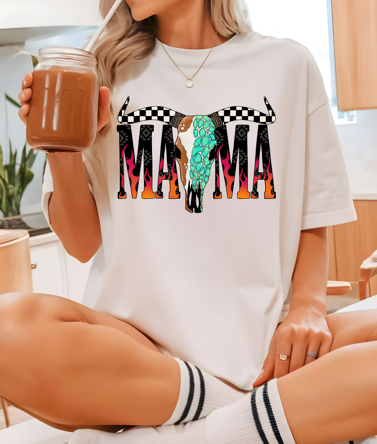 Western Mama Skull DTF Transfer