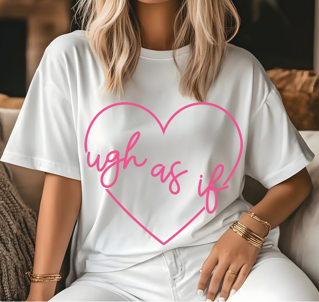 Ugh As If Single Color Screen Print - Hot Pink Ink