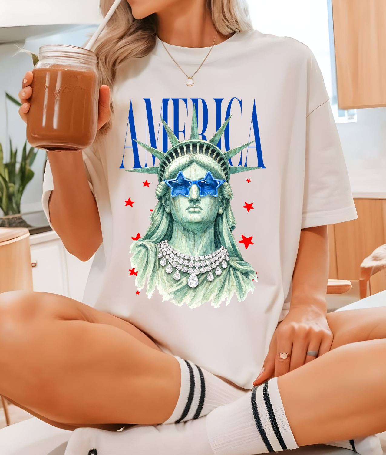 America Statue Of Liberty Cover DTF Transfer