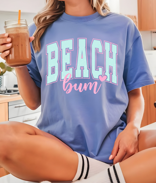 Beach Bum Pink and Blue Distressed DTF Transfer