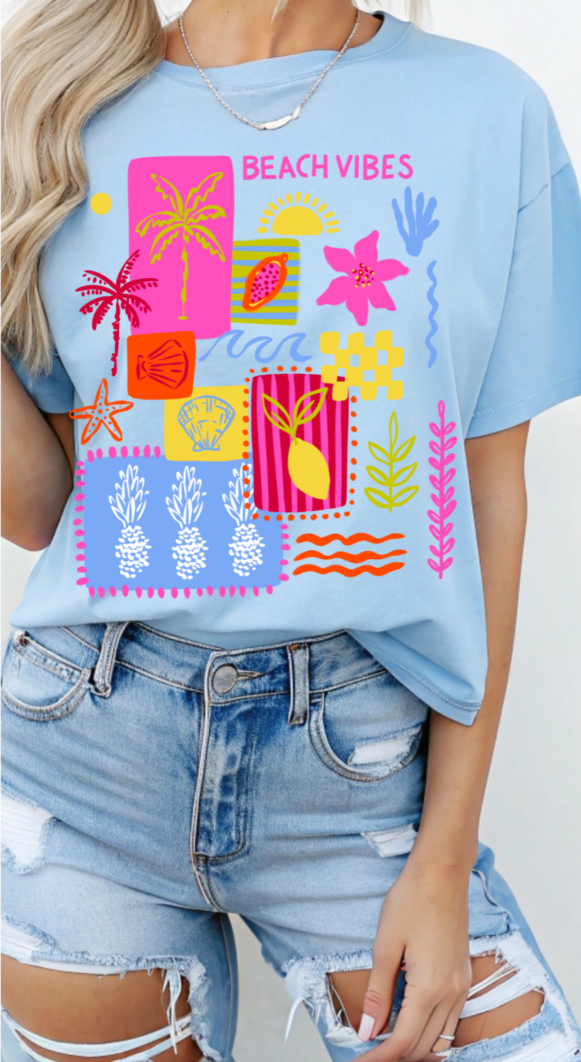 Beach Vibes Collage DTF Transfer