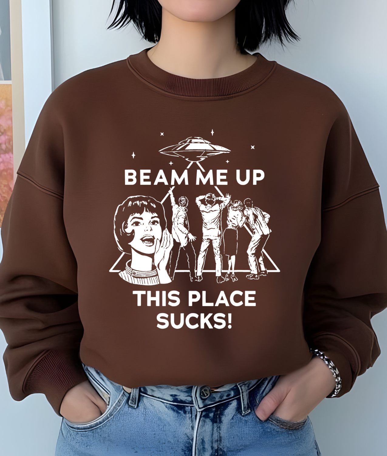 Beam Me Up This Place Sucks DTF Transfer