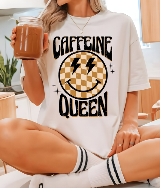 Checkered Caffeine Queen DTF Transfer