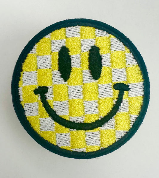 Checkered Smiley SMALL Embroidered Patch