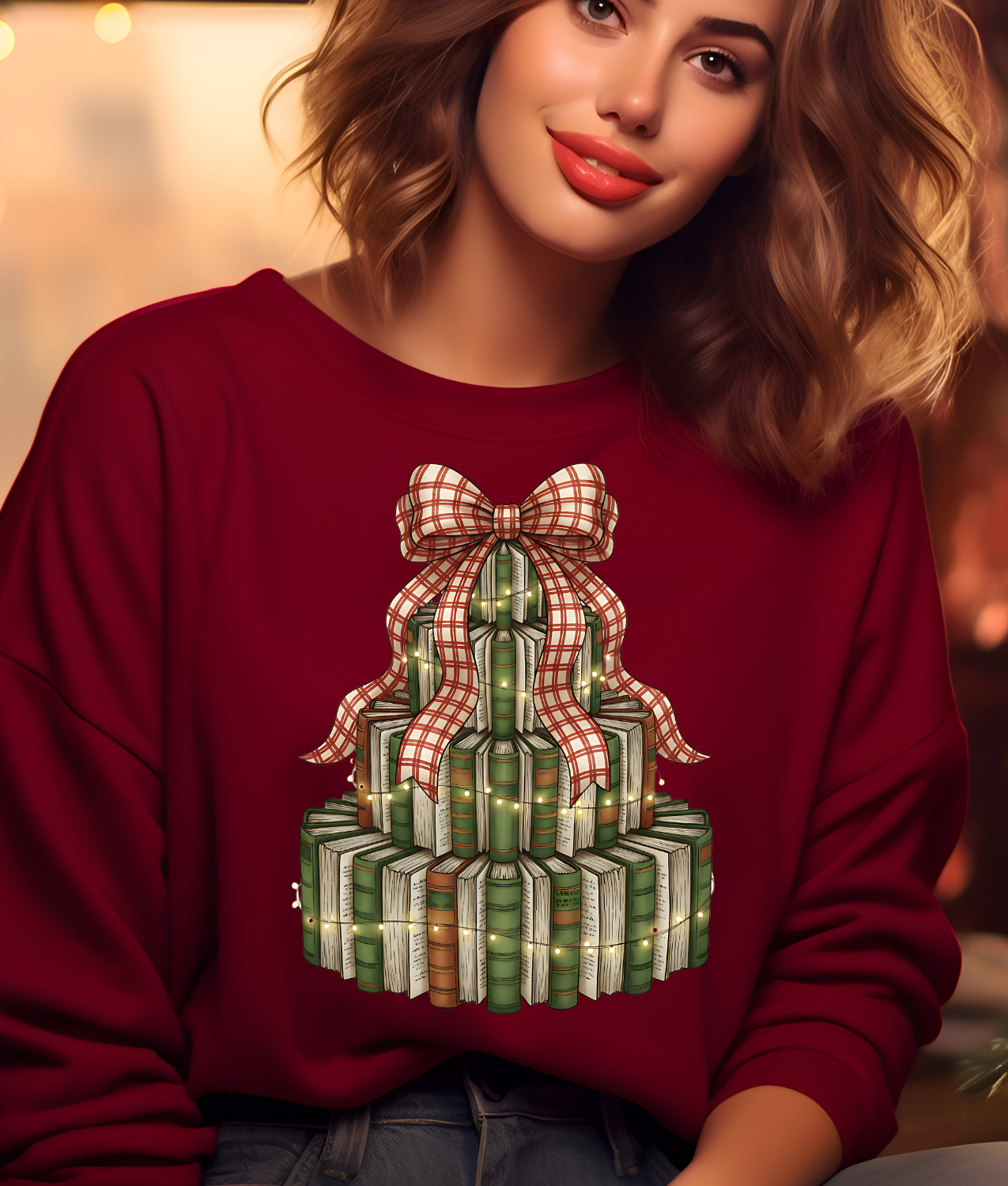 Christmas Book Tree DTF Transfer