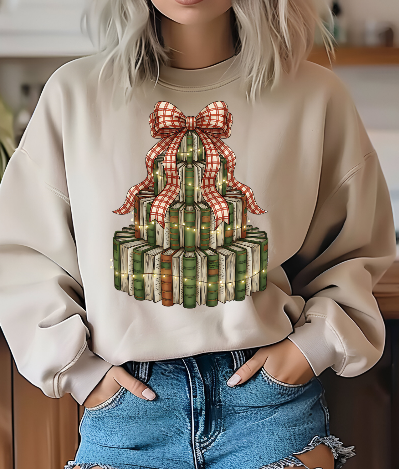 Christmas Book Tree DTF Transfer