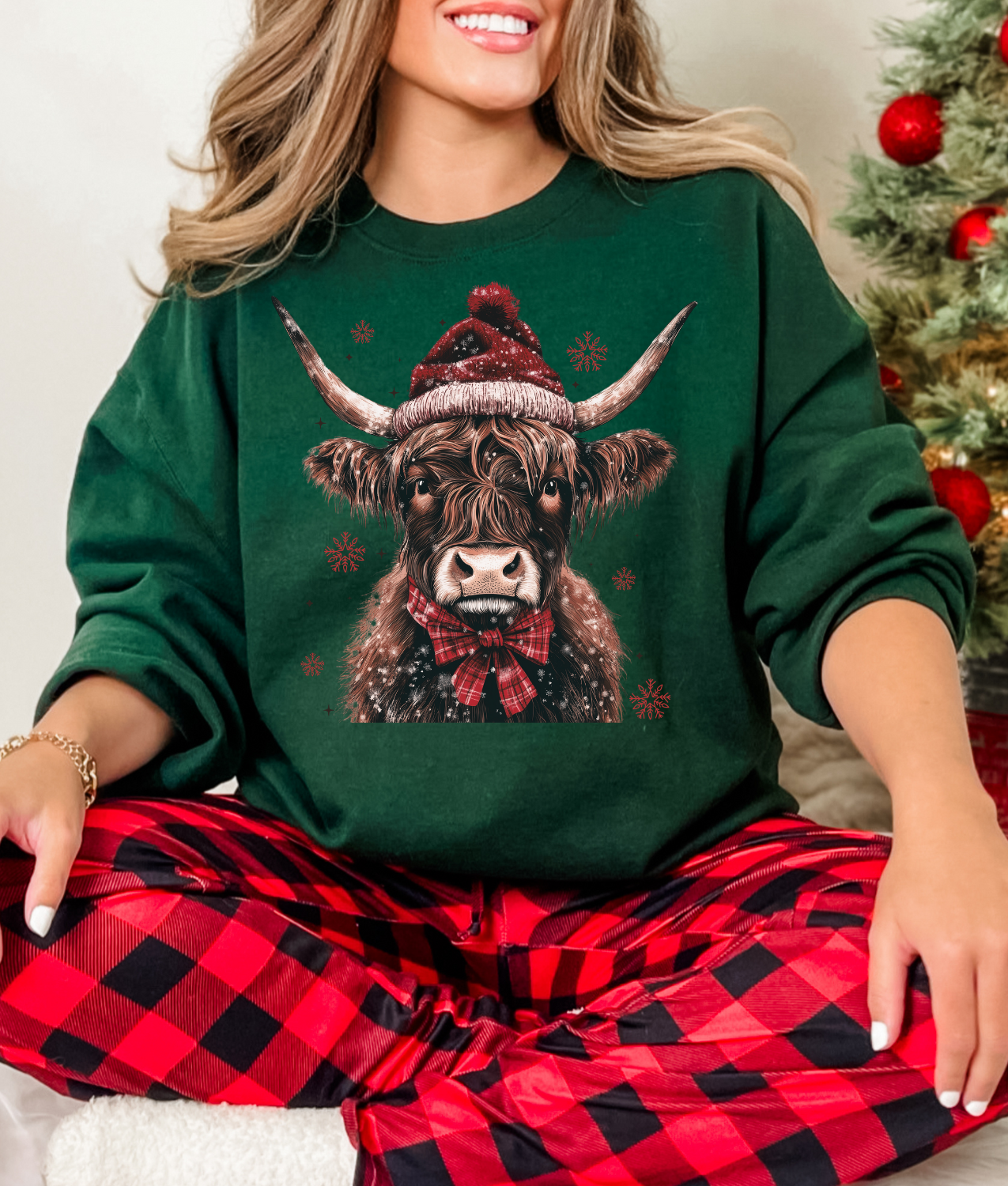 Christmas Highland Cow DTF Transfer
