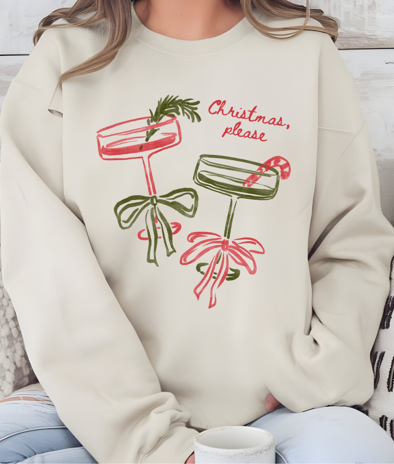Christmas Please Watercolor Cocktails DTF Transfer