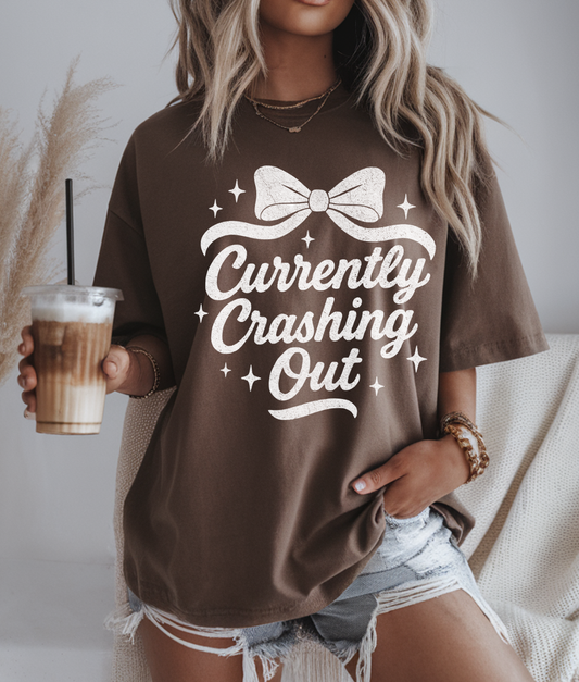 Currently Crashing Out Bow - White DTF Transfer